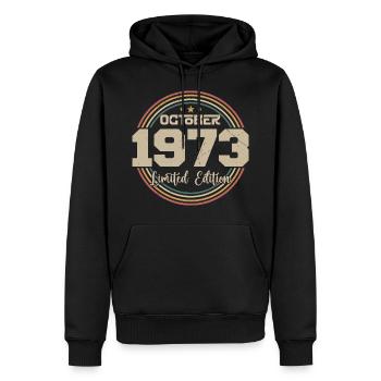 Born in October 1973 Retro Birthday October 1973 - Men’s Premium Organic Hoodie - black - Front - Nico (187cm)