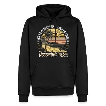 Décembre 1985 Cadeau d’anniversaire Décembre 1985 - Sweat à capuche Premium bio Homme - noir - Devant - Nico (187cm)