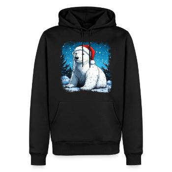 Père Noël Ours polaire - Sweat à capuche Premium bio Homme - noir - Devant - Nico (187cm)