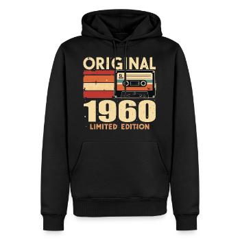 Anniversaire 1960 - Légendaire depuis 1960 Cadeau 1960 - Sweat à capuche Premium bio Homme - noir - Devant - Nico (187cm)