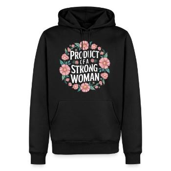 Product Of A Strong Woman 8 - Männer Premium Bio Hoodie - Schwarz - Vorne - Nico (187cm)
