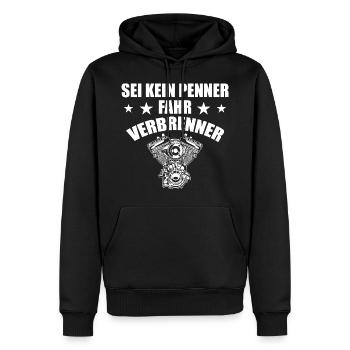 Dicton de voiture à moteur à combustion - Sweat à capuche Premium bio Homme - noir - Devant - Nico (187cm)