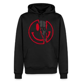 Sourire brisé - Sweat à capuche Premium bio Homme - noir - Devant - Nico (187cm)