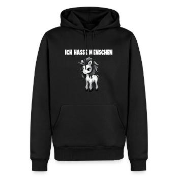 Lustiges Einhorn Design mit Spruch - Männer Premium Bio Hoodie - Schwarz - Vorne - Nico (187cm)