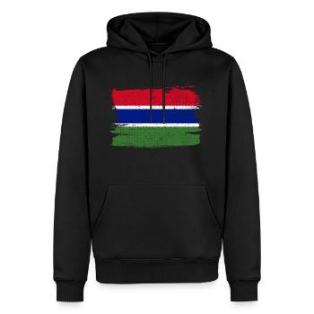 Drapeau de la Gambie Drapeau de la paix Vintage - Sweat à capuche Premium bio Homme - noir - Devant - Nico (187cm)