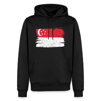 Drapeau de Singapour Drapeau de la paix Vintage - Sweat à capuche Premium bio Homme - noir - Devant - Nico (187cm)