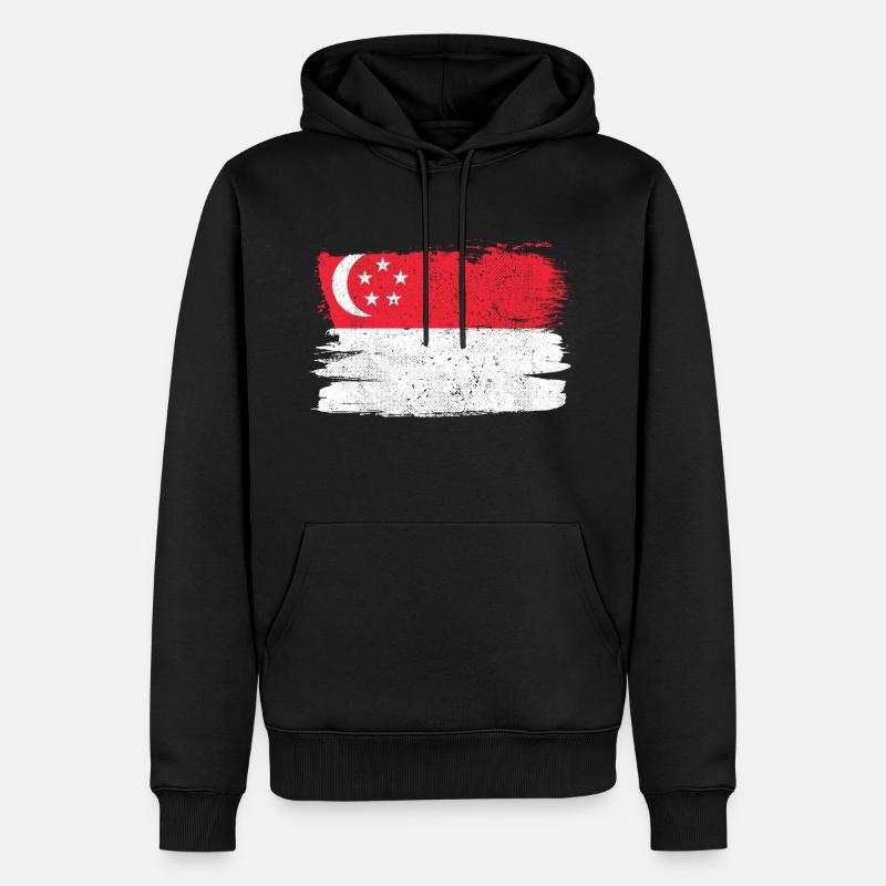 Drapeau de Singapour Drapeau de la paix Vintage - Sweat à capuche Premium bio Homme - noir