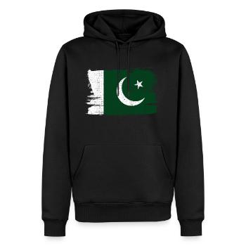 Drapeau du Pakistan Drapeau de la paix Vintage - Sweat à capuche Premium bio Homme - noir - Devant - Nico (187cm)