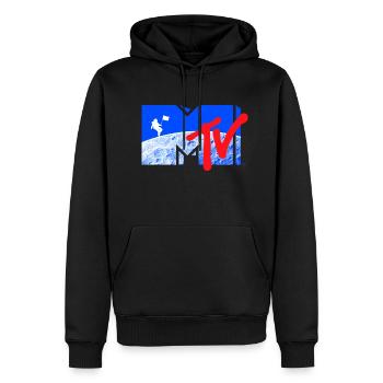 MTV Logo Cool Moon Design With Astronaut - Men’s Premium Organic Hoodie - black - Front - Nico (187cm)