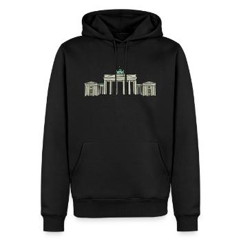 Porte de Brandebourg BERLIN c - Sweat à capuche Premium bio Homme - noir - Devant - Nico (187cm)
