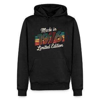 Fabriqué en 1976 Edition Limitée - 49ème Anniversaire - Sweat à capuche Premium bio Homme - noir - Devant - Nico (187cm)