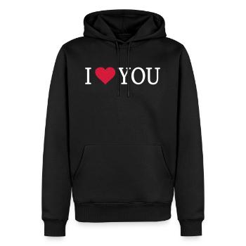 Je t'aime coeur de police - Sweat à capuche Premium bio Homme - noir - Devant - Nico (187cm)