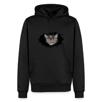 meow cat - Männer Premium Bio Hoodie - Schwarz - Vorne - Nico (187cm)