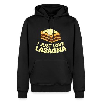 Lasagne - I just love Lasagna - Sweat à capuche Premium bio Homme - noir - Devant - Nico (187cm)