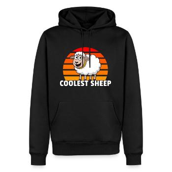 Coolest Sheep - Vintage Sunset - Men’s Premium Organic Hoodie - black - Front - Nico (187cm)