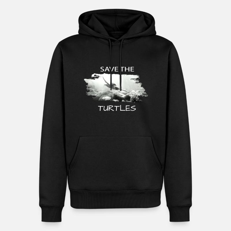 save the turtles - Männer Premium Bio Hoodie - Schwarz