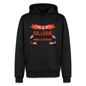 Meilleure collegue Télétravail Cadeau - Sweat à capuche Premium bio Homme - noir - Devant - Nico (187cm)