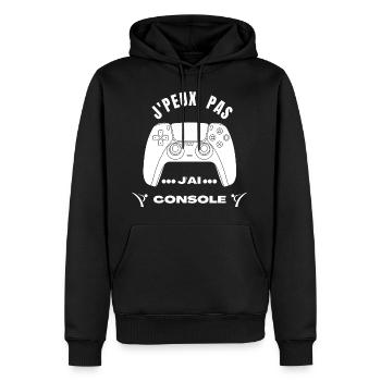 J’peu Pas j’Ai Console - Sweat à capuche Premium bio Homme - noir - Devant - Nico (187cm)