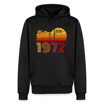 Vintage June 1972 retro, 50 years anniversary - Men’s Premium Organic Hoodie - black - Front - Nico (187cm)