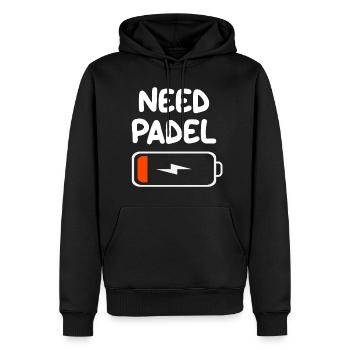 Brauche Padel Tennis Batterie Drain für Padelista - Männer Premium Bio Hoodie - Schwarz - Vorne - Nico (187cm)