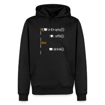 Funny Coffee Programming Joke I - Men’s Premium Organic Hoodie - black - Front - Nico (187cm)