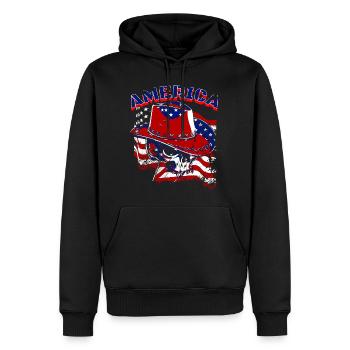 Un beau crâne de cow-boy avec un design de drapeau américain - Sweat à capuche Premium bio Homme - noir - Devant - Nico (187cm)