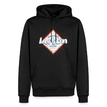 Luton Angleterre UK City Skyline Accueil Amour - Sweat à capuche Premium bio Homme - noir - Devant - Nico (187cm)