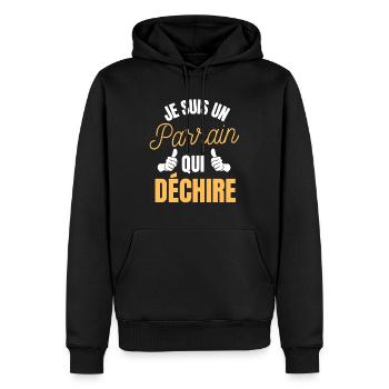 Ich bin ein herzzerreißender Pate - Bester Pate - Männer Premium Bio Hoodie - Schwarz - Vorne - Nico (187cm)