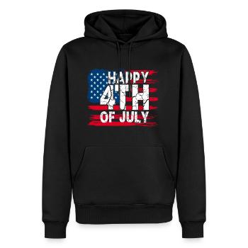 Happy 4th of July with American Flag - Men’s Premium Organic Hoodie - black - Front - Nico (187cm)