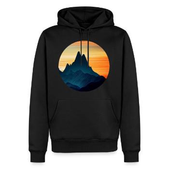 Berge Sonnenaufgang Silhouette Berg Bergsteiger - Männer Premium Bio Hoodie - Schwarz - Vorne - Nico (187cm)