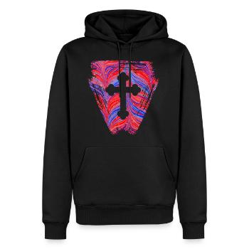 croix 4 e 279 - Sweat à capuche Premium bio Homme - noir - Devant - Nico (187cm)