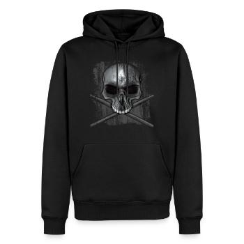Drummer Skull - Men’s Premium Organic Hoodie - black - Front - Nico (187cm)