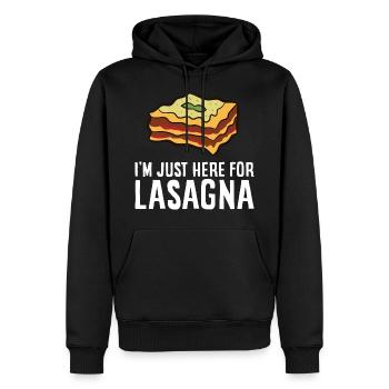 Lasagne - I'm just here for Lasagna - Männer Premium Bio Hoodie - Schwarz - Vorne - Nico (187cm)
