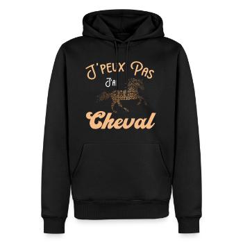 Je peux pas j'ai cheval - cheval mandala - Sweat à capuche Premium bio Homme - noir - Devant - Nico (187cm)