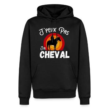 j'peux pas j'ai cheval - Retro vintage - Sweat à capuche Premium bio Homme - noir - Devant - Nico (187cm)