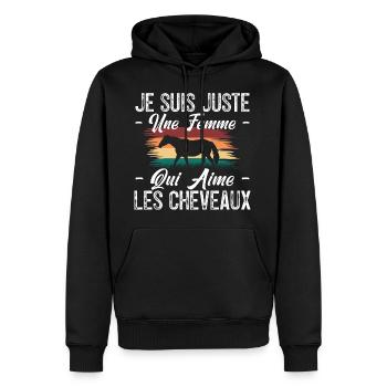 femme Chevallier - amoureuse des chevaux - Cheval. - Sweat à capuche Premium bio Homme - noir - Devant - Nico (187cm)