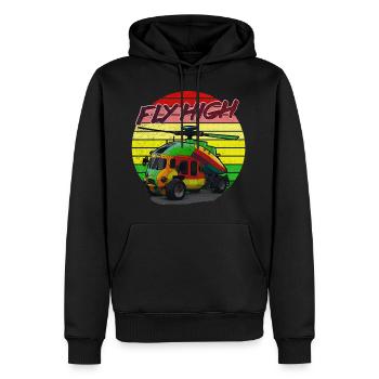 FLY HIGH COPTER - Men’s Premium Organic Hoodie - black - Front - Nico (187cm)