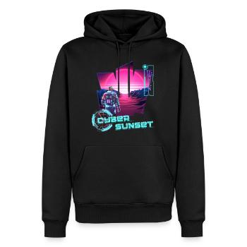 Astronaut Cyber Sunset gradient pink - Futuristic - Men’s Premium Organic Hoodie - black - Front - Nico (187cm)