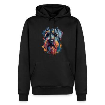 Chien géant-schnauzer coloré - Sweat à capuche Premium bio Homme - noir - Devant - Nico (187cm)