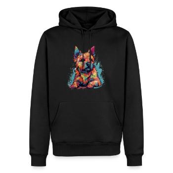 Bunter Norwich-Terrier-Hündin - Männer Premium Bio Hoodie - Schwarz - Vorne - Nico (187cm)