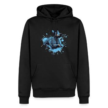 Doberman Dock-Diving into Water - Men’s Premium Organic Hoodie - black - Front - Nico (187cm)