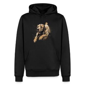 Golden-retriever Dock-Plongée dans l’eau - Sweat à capuche Premium bio Homme - noir - Devant - Nico (187cm)