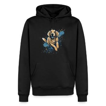 Golden-retriever Dock-Plongée dans l’eau - Sweat à capuche Premium bio Homme - noir - Devant - Nico (187cm)