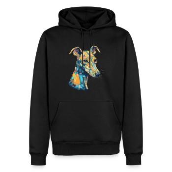 Design artistique coloré de Whippet - Sweat à capuche Premium bio Homme - noir - Devant - Nico (187cm)