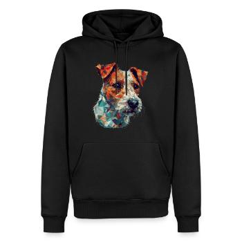 Buntes Russel-Terrier-Kunstdesign - Männer Premium Bio Hoodie - Schwarz - Vorne - Nico (187cm)