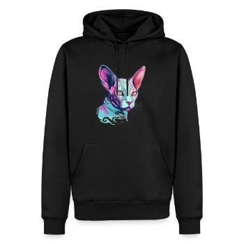 Chat Sphynx coloré - Sweat à capuche Premium bio Homme - noir - Devant - Nico (187cm)