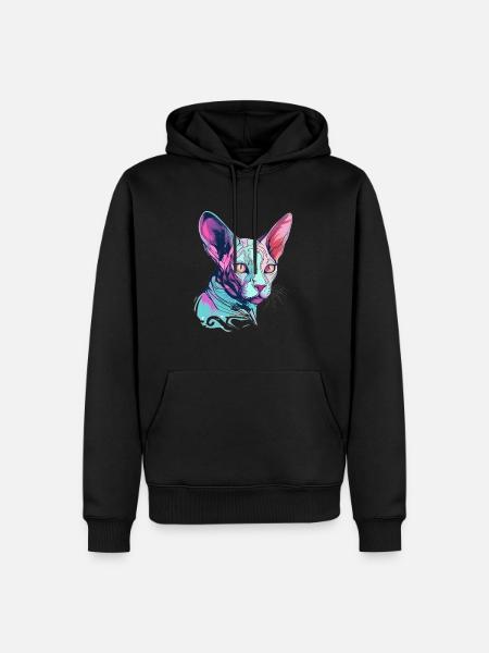 Bunte Sphynx-Katze - Männer Premium Bio Hoodie - Schwarz