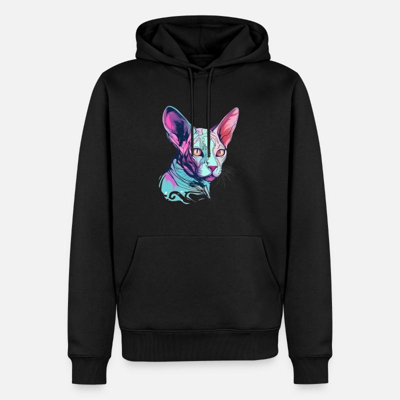 Bunte Sphynx-Katze - Männer Premium Bio Hoodie - Schwarz