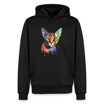 Chat abyssin coloré - Sweat à capuche Premium bio Homme - noir - Devant - Nico (187cm)
