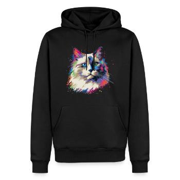 Bunte Ragdoll Katze - Männer Premium Bio Hoodie - Schwarz - Vorne - Nico (187cm)